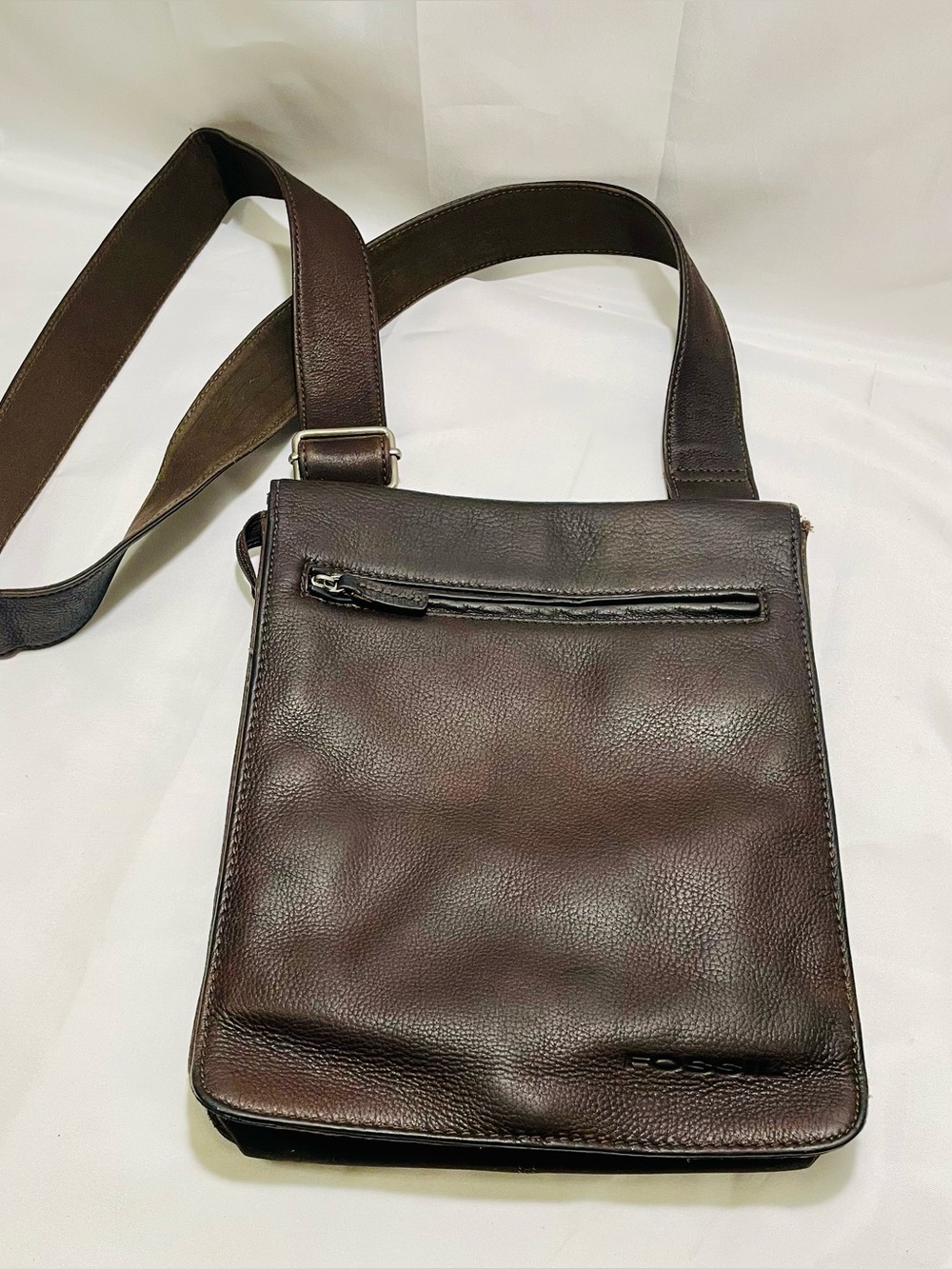 ✨Vintage ✨ FOSSIL Brown Pebbled Leather Messenger Bag Crossbody Bag - Unisex